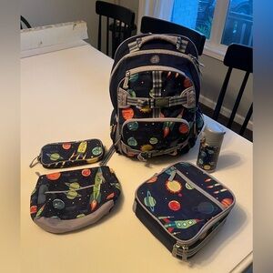 Pottery Barn Navy Solar System Large Backpack, Lunchbox, Pouch, & Bottle Bundle